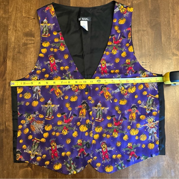 Vintage Halloween Fall Scarecrow Pumpkin Trick or Treat Costume Button Vest L 🎃 - Picture 3 of 5